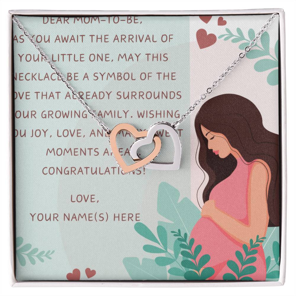 Dear Mom-To-Be Happy First Mother's Day Interlocking Hearts Necklace - Personalize It Toledo