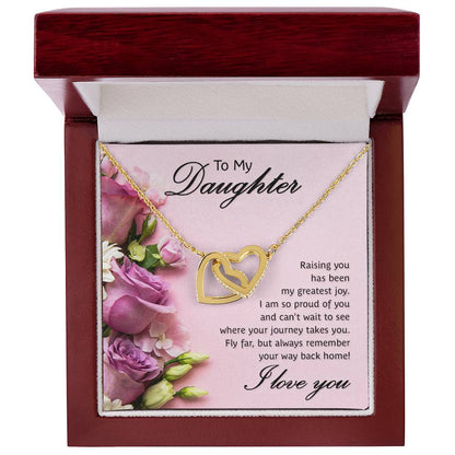 To My Daughter Raising You Has Been My Greatest Joy Interlocking Hearts Necklace