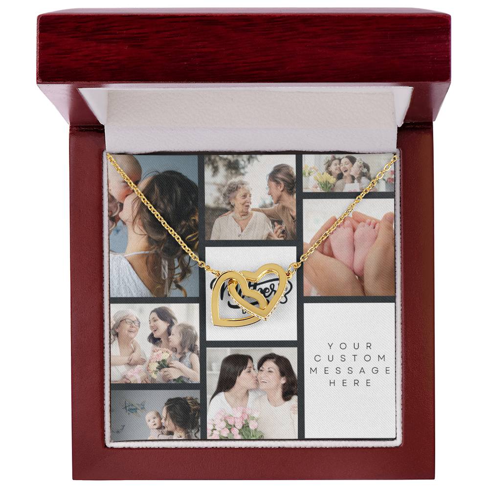 Happy Mother's Day Custom Message Interlocking Hearts Necklace With Photo Card - Personalize It Toledo