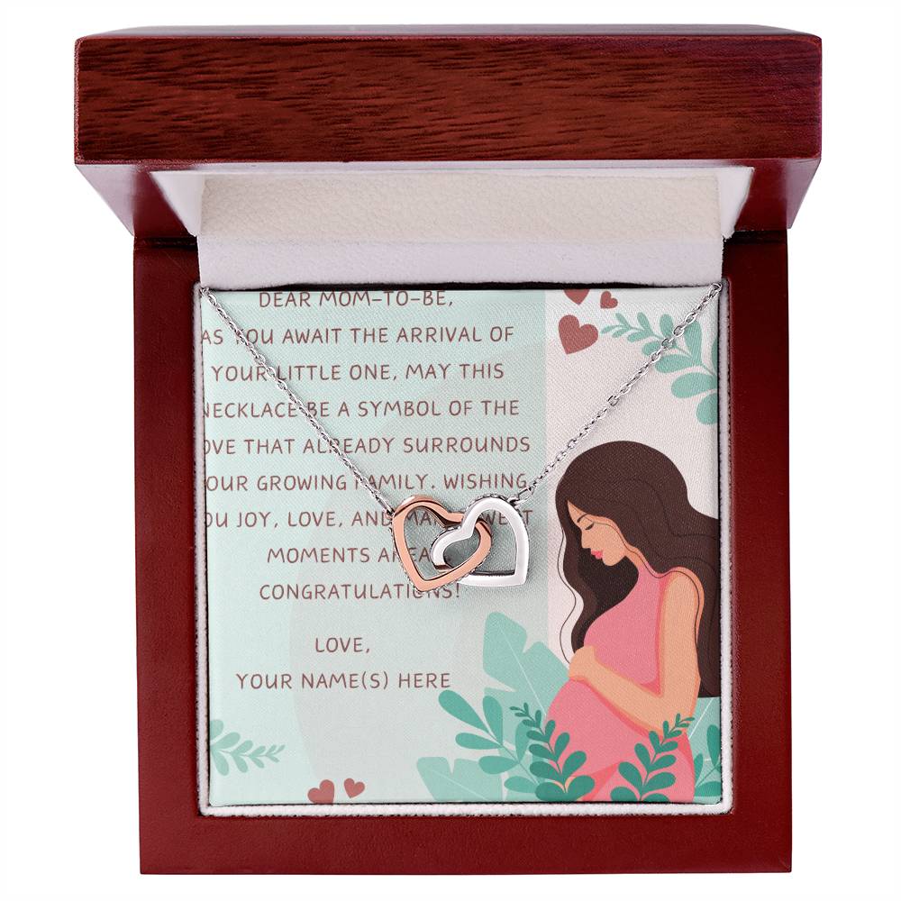 Dear Mom-To-Be Happy First Mother's Day Interlocking Hearts Necklace - Personalize It Toledo