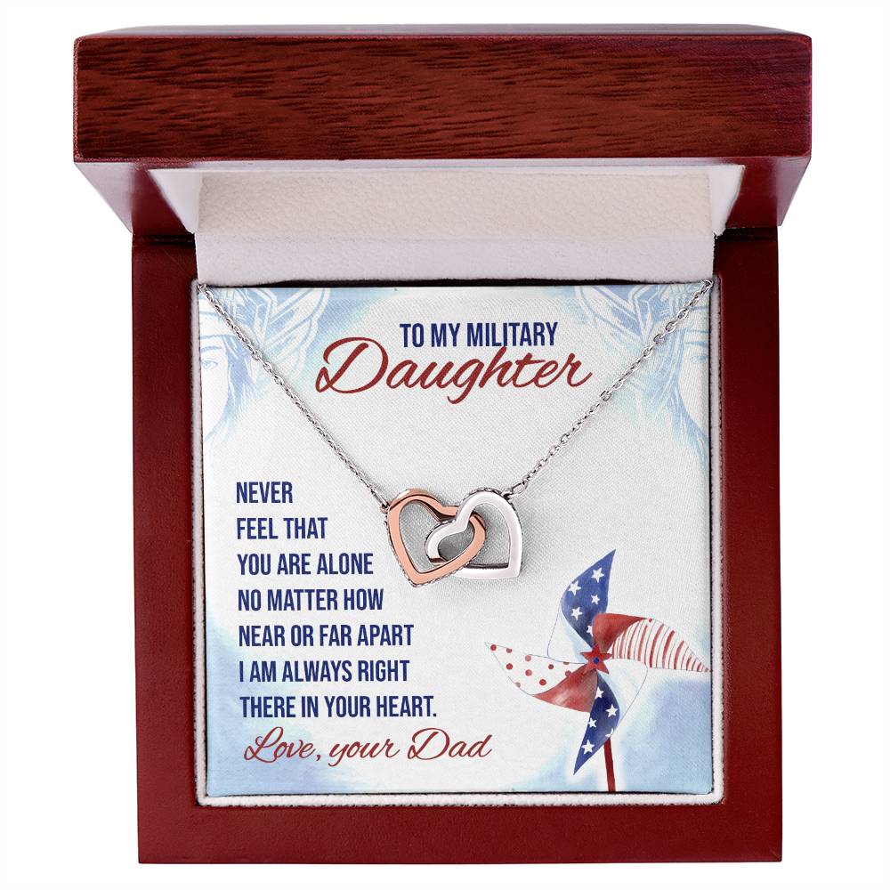 Military Daughter Interlocking Hearts Necklace - Military Necklace For Daughter