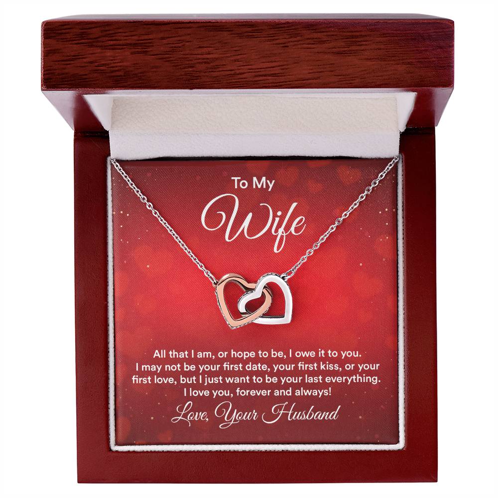 To My Wife All That I Am Interlocking Hearts Necklace