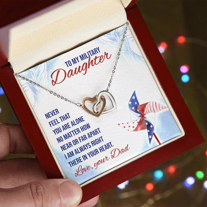 Military Daughter Interlocking Hearts Necklace - Military Necklace For Daughter