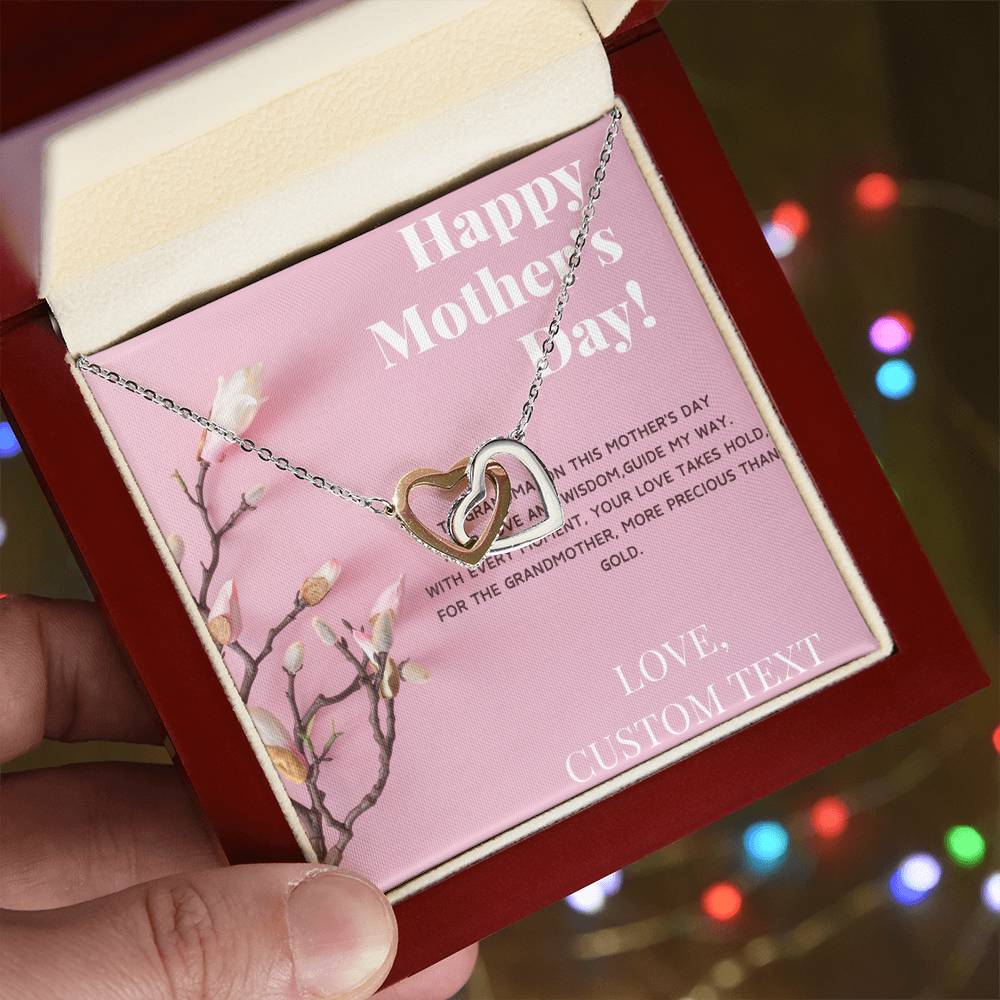 To Grandma Happy Mother's Day Interlocking Hearts Necklace - Personalize It Toledo