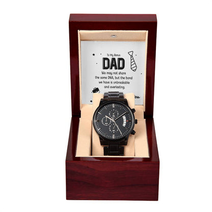 To My Bonus Dad Black Chronograph Watch