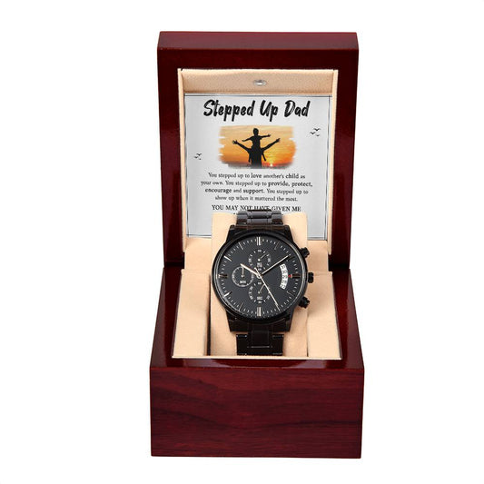Stepped Up Dad Black Chronograph Watch