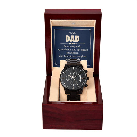 To My Dad - You Are My Rock Black Chronograph Watch