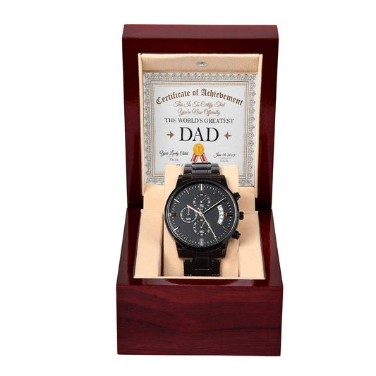 World's Greatest Dad Acrylic Design Black Chronograph Watch