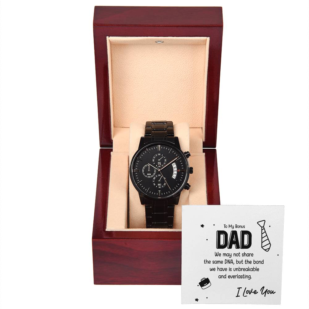 To My Bonus Dad Black Chronograph Watch