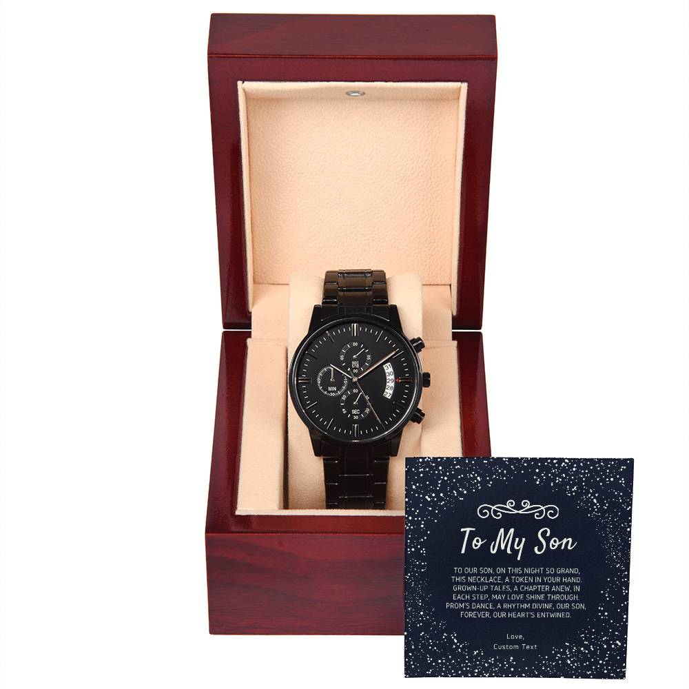 To My Son Black Chronograph Watch for Prom