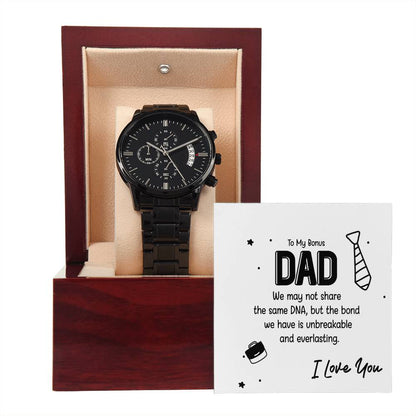 To My Bonus Dad Black Chronograph Watch