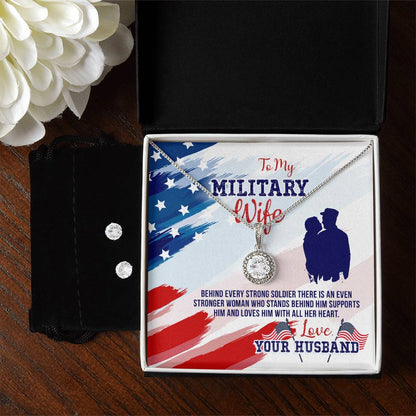 To My Military Wife Eternal Hope Earrings & Necklace Set