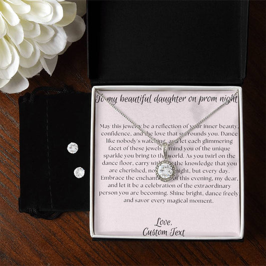 To My Daughter On Prom Night Eternal Hope Necklace &amp; Earrings Jewelry Set - Daughter Prom Jewelry - Prom Necklace for Daughter - Personalize It Toledo