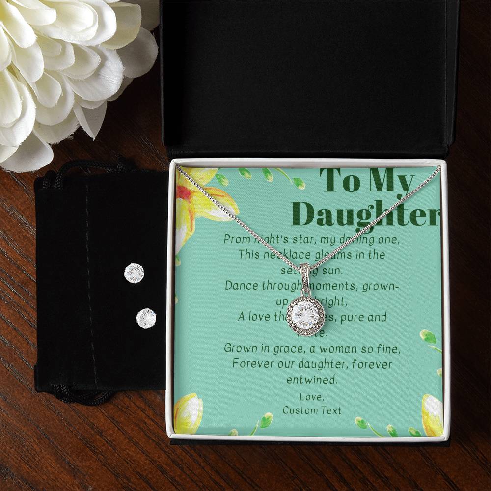 To My Daughter On Prom Night Eternal Hope Necklace & Earrings Jewelry Set - Daughter Prom Jewelry - Prom Necklace for Daughter