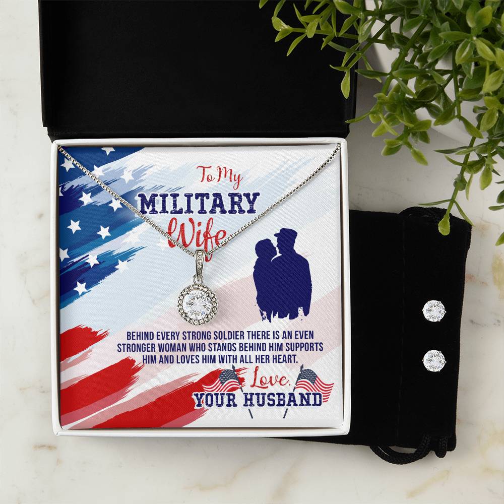 To My Military Wife Eternal Hope Earrings & Necklace Set