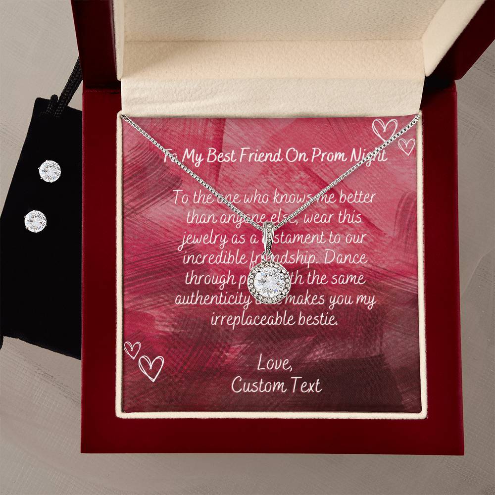 To My Best Friend On Prom Night Eternal Hope Necklace & Earrings Jewelry Set - Prom Jewelry For Best Friend - Prom Necklace For Bestie - Best Friend Prom Jewelry - Personalize It Toledo