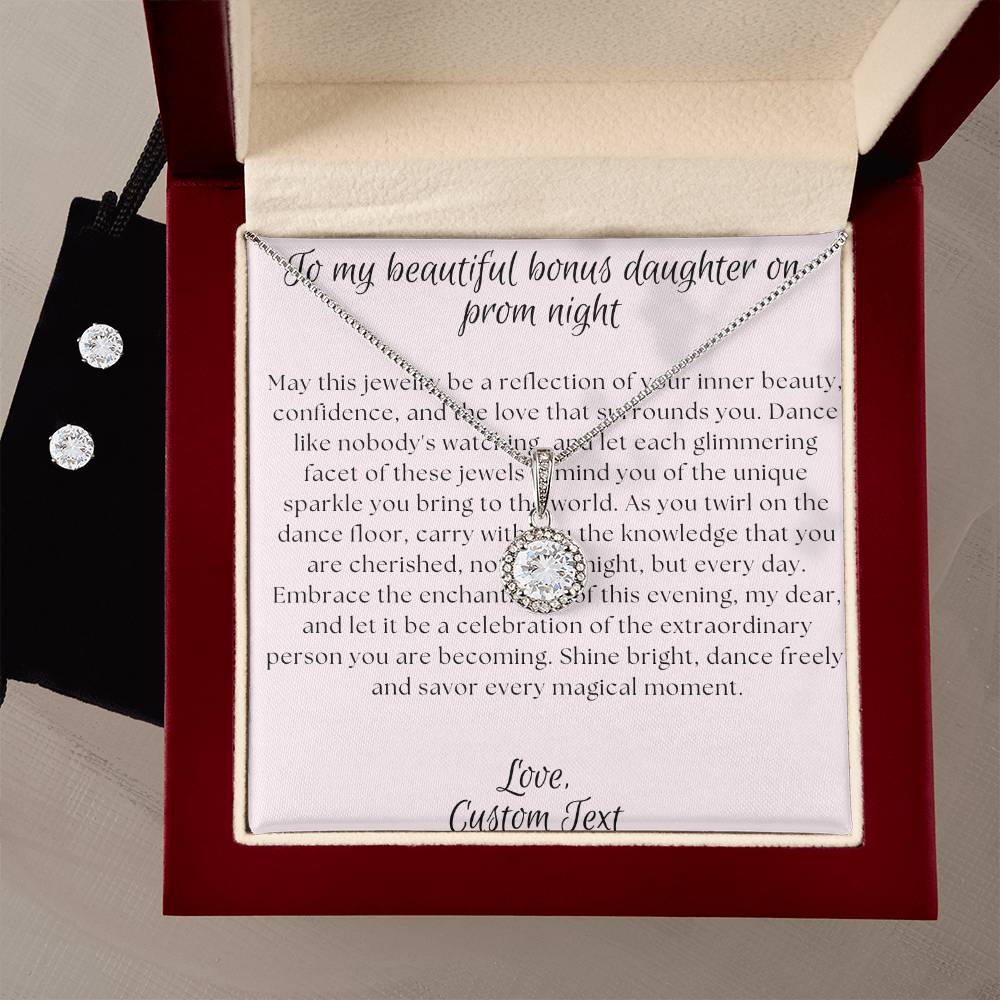 To My Beautiful Bonus Daughter On Prom Night Eternal Hope Necklace & Earrings Jewelry Set - Bonus Daughter Prom Jewelry - Prom Necklace for Bonus Daughter