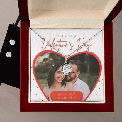 Happy Valentine's Day Eternal Hope Earrings & Necklace Set With Photo Card