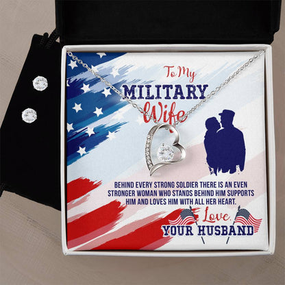 To My Military Wife Forever Love Earring & Necklace Set