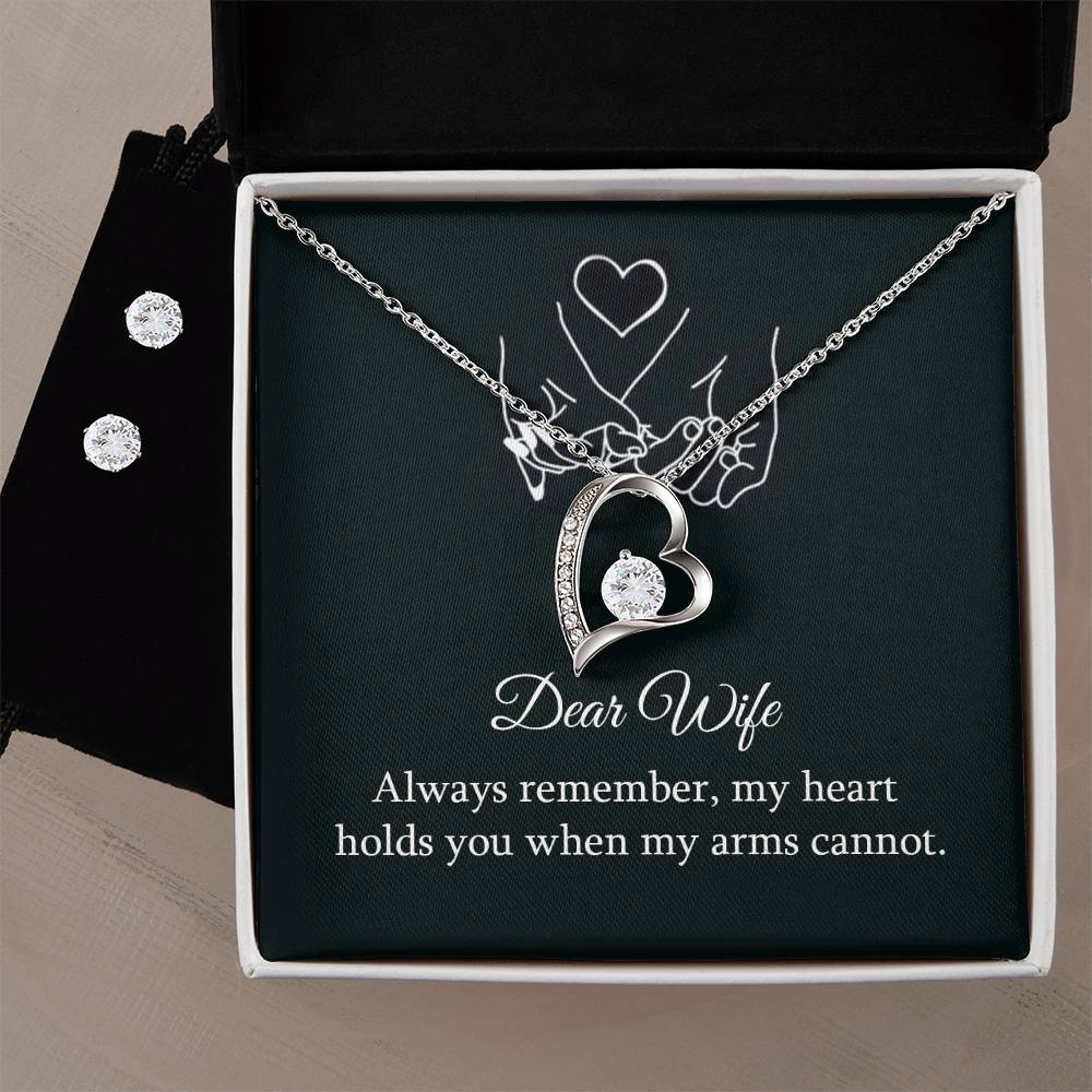 Dear Wife Always Remember Forever Love Earring & Necklace Set - Personalize It Toledo