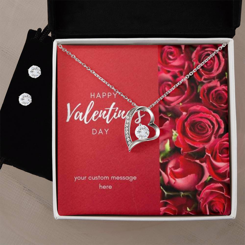 Happy Valentines Day Forever Love Earring & Necklace Set