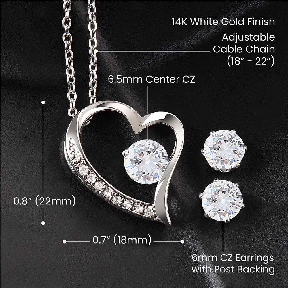 Dear Wife Always Remember Forever Love Earring & Necklace Set - Personalize It Toledo