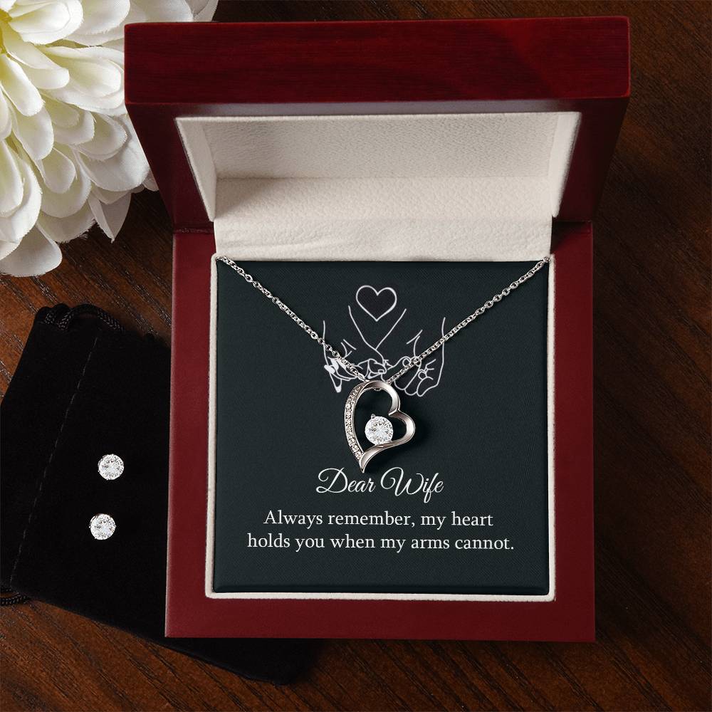 Dear Wife Always Remember Forever Love Earring & Necklace Set