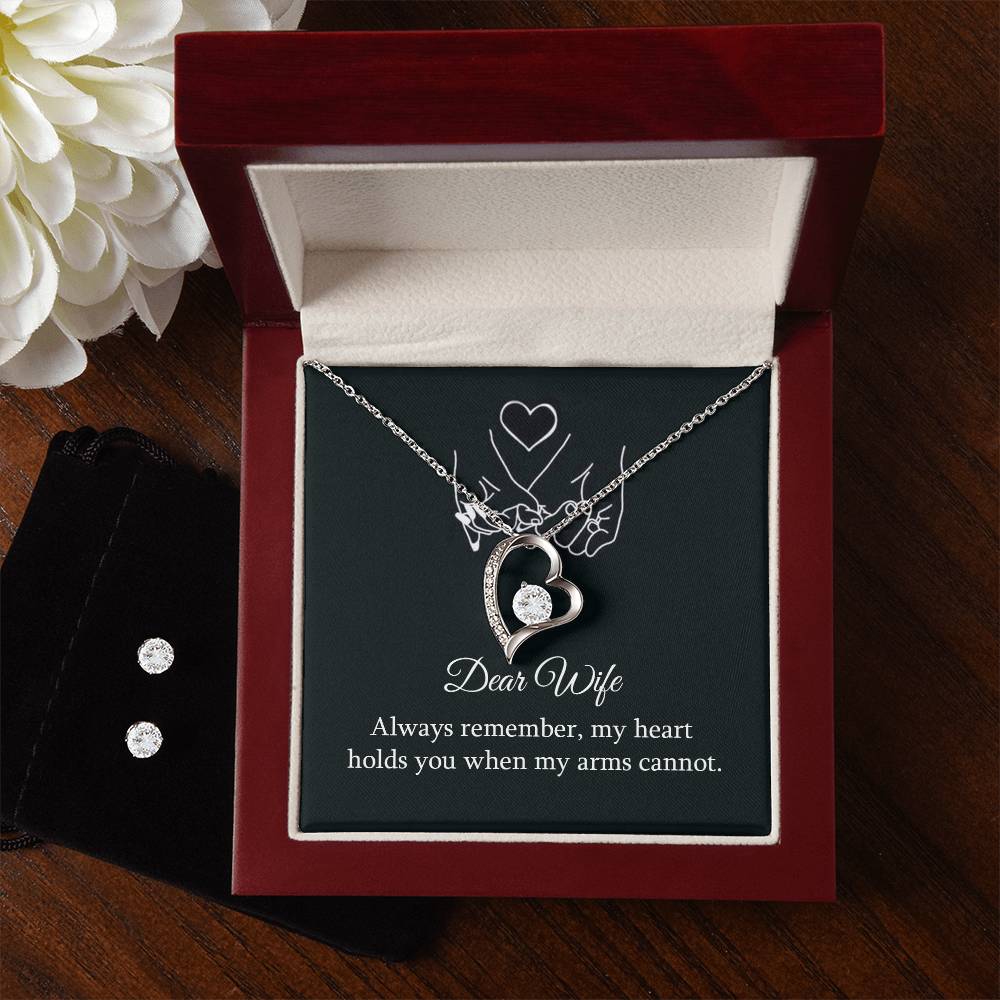 Dear Wife Always Remember Forever Love Earring & Necklace Set - Personalize It Toledo