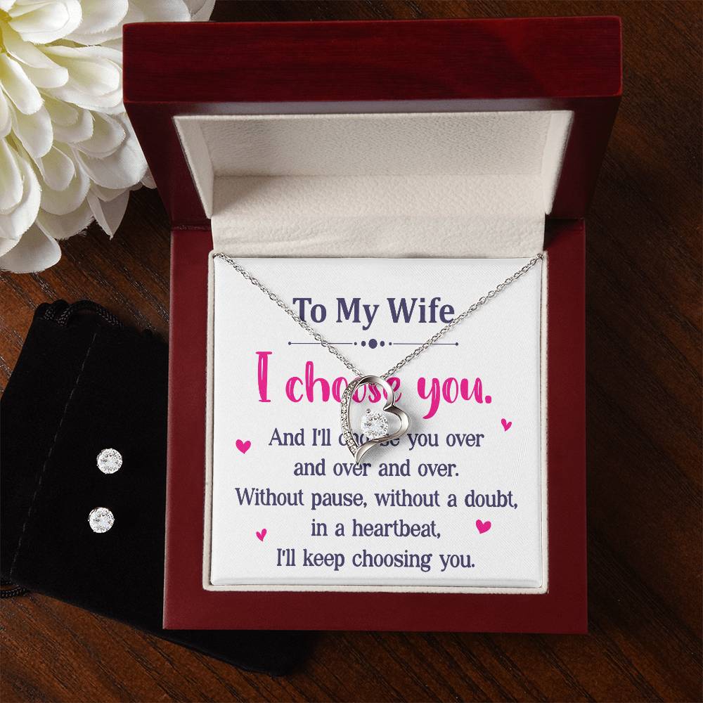 I Choose You Forever Love Earring & Necklace Set