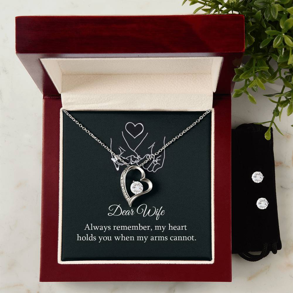 Dear Wife Always Remember Forever Love Earring & Necklace Set - Personalize It Toledo