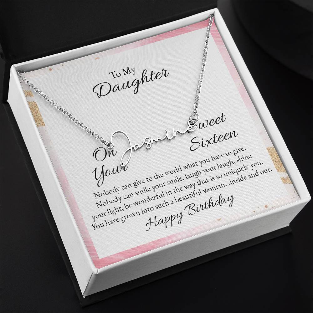 Sweet Sixteen Signature Style Name Necklace - Sixteenth Birthday Name Necklace