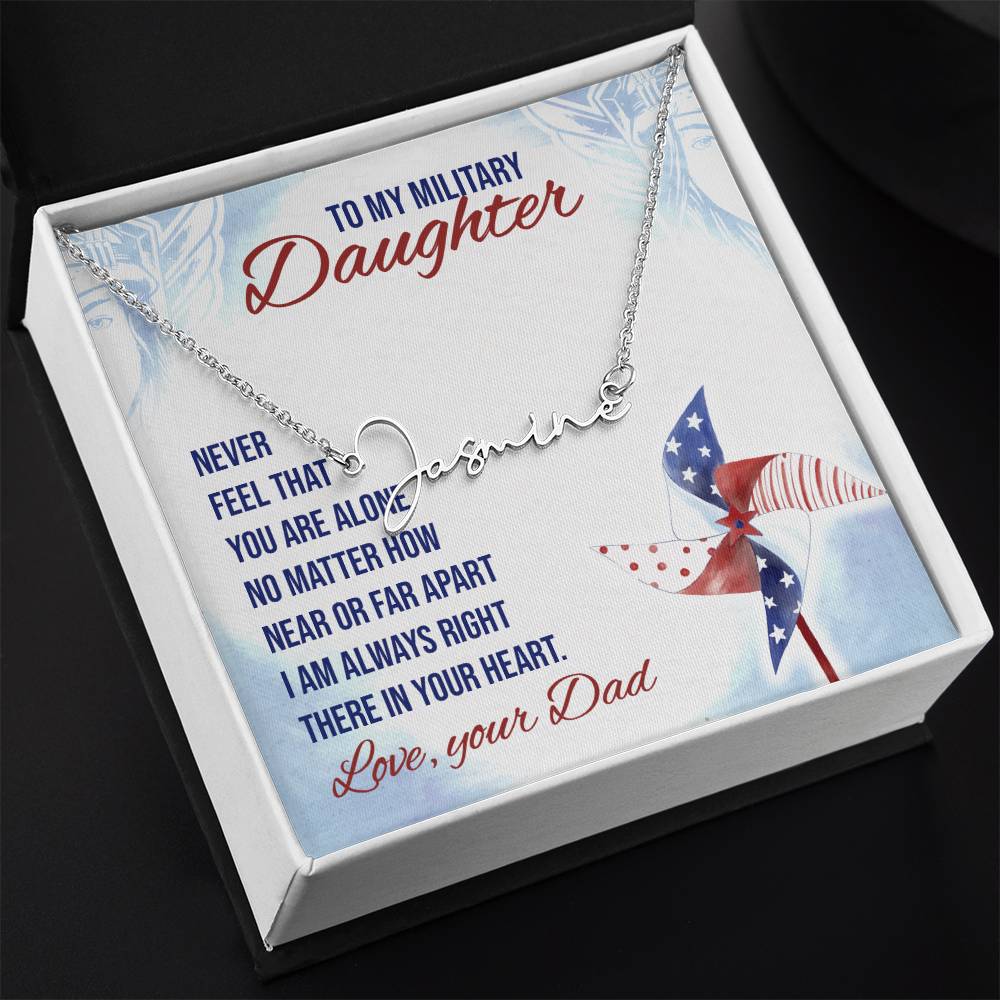 Military Daughter Signature Style Name Necklace - Personalize It Toledo