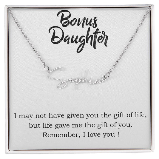 Bonus Daughter Signature Style Name Necklace - Step Daughter Signature Name Necklace - Personalize It Toledo