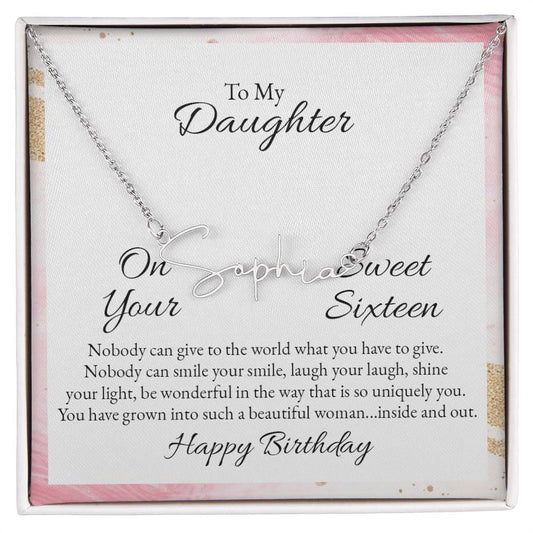 Sweet Sixteen Signature Style Name Necklace - Sixteenth Birthday Name Necklace