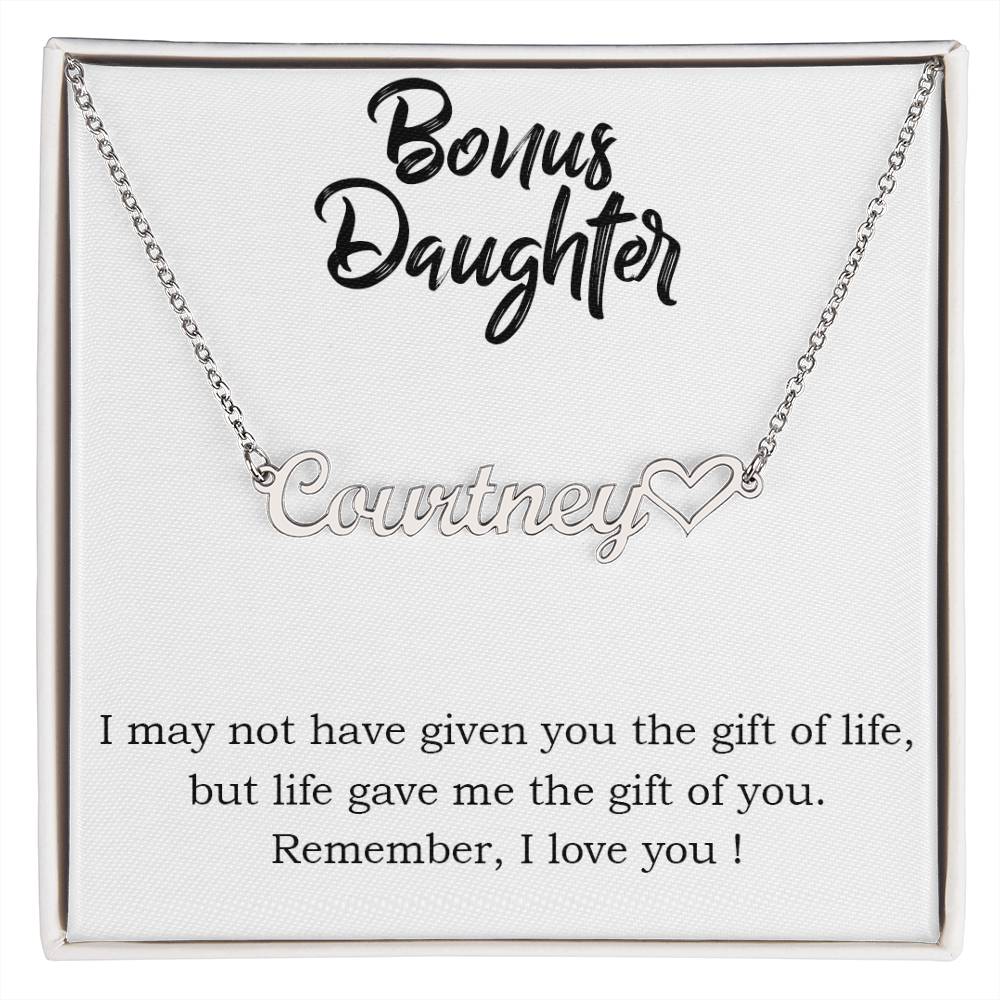 Bonus Daughter Name Heart Necklace - Step Daughter Name Heart Necklace