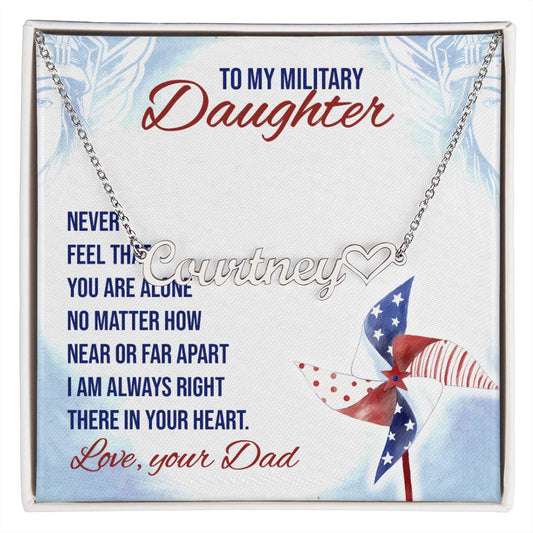 Military Daughter Name Heart Necklace - Personalize It Toledo