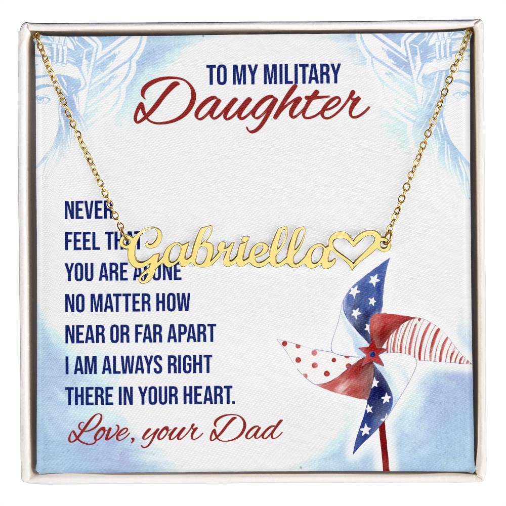 Military Daughter Name Heart Necklace - Personalize It Toledo