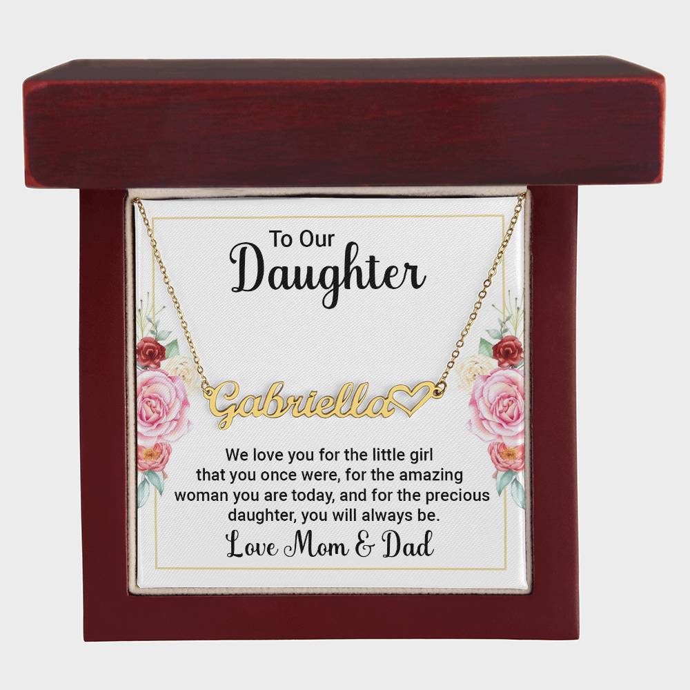 To Our Daughter We Love You Custom Name Heart Necklace