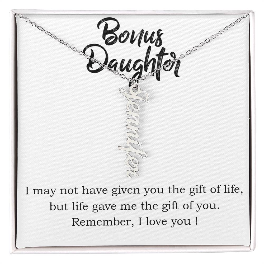 Bonus Daughter Vertical Name Necklace