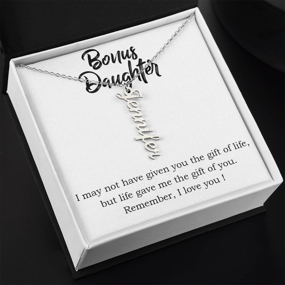 Bonus Daughter Vertical Name Necklace