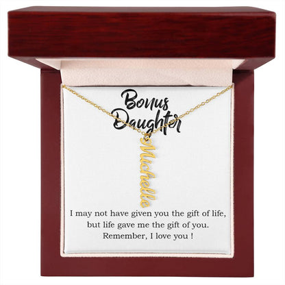 Bonus Daughter Vertical Name Necklace