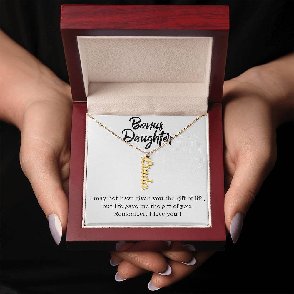 Bonus Daughter Vertical Name Necklace