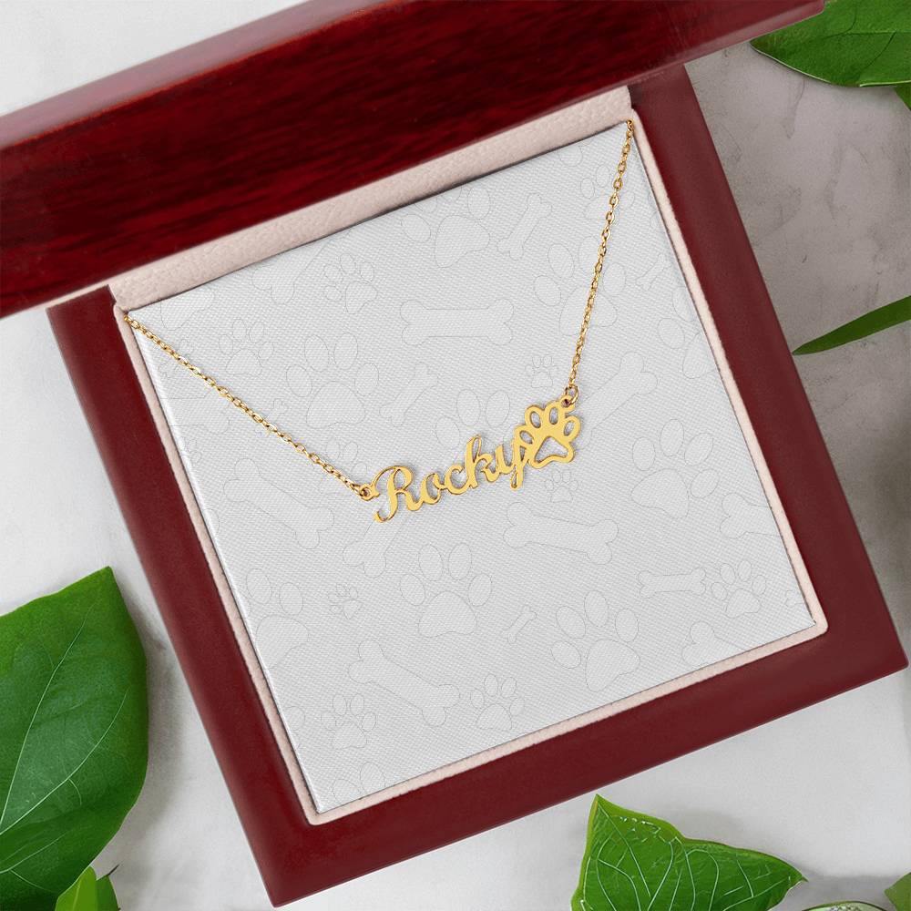 Personalized Paw Print Name Necklace - Cherish Your Fur Baby's Presence: Personalized Paw Print Name Necklace – A Stylish and Custom Keepsake Made in the USA!