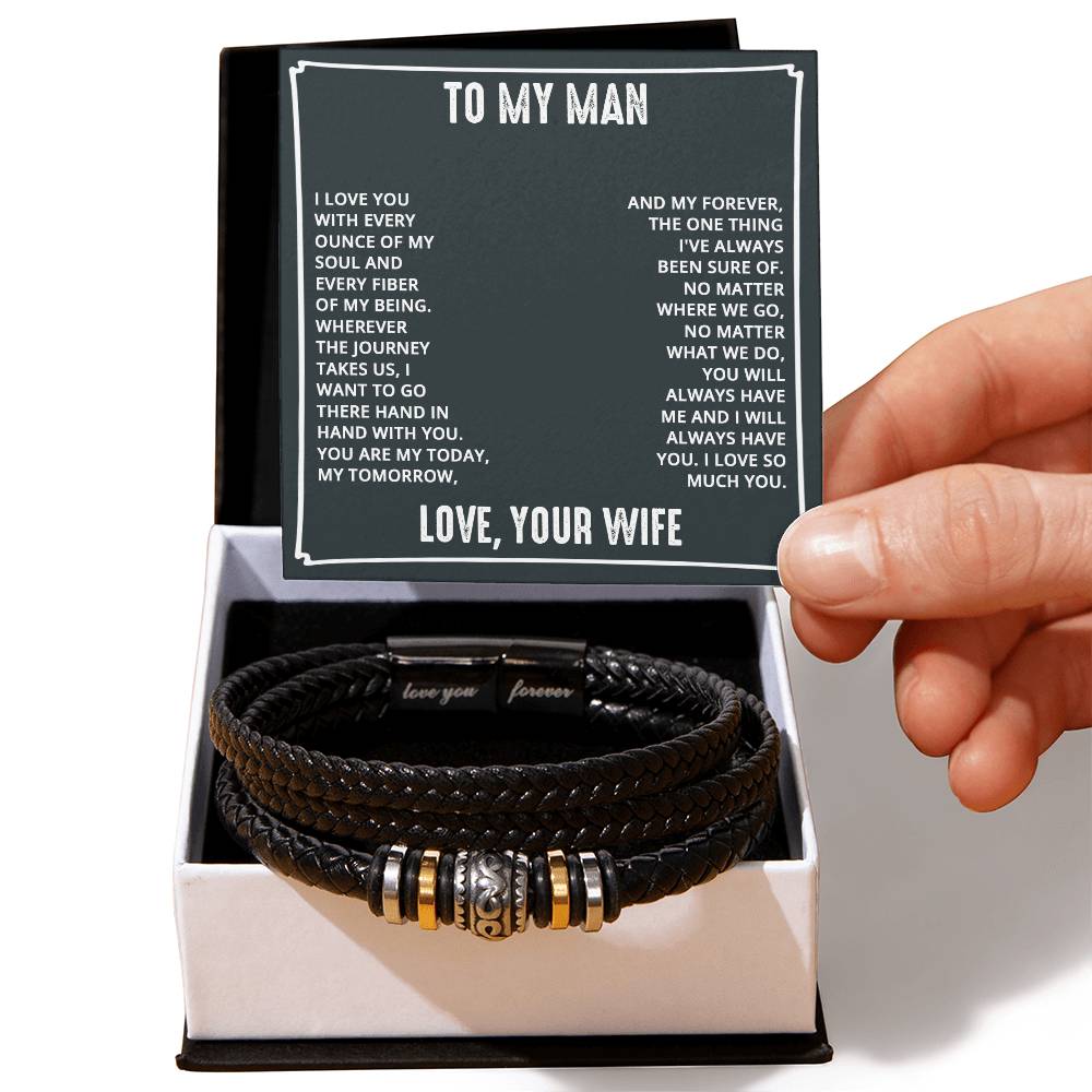 To My Man, I Love You with Every Ounce" Love You Forever Bracelet - A Heartfelt Token of Enduring Affection