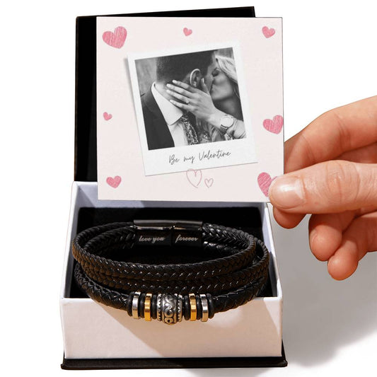 Be My Valentine Love You Forever Men's Bracelet With Photo Card