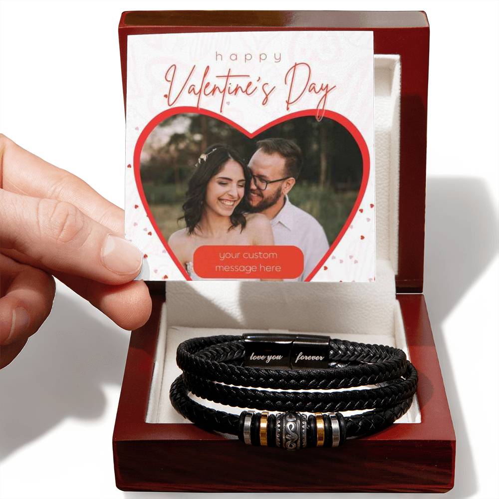 Happy Valentine's Day Love You Forever Men's Bracelet With Photo Card - Personalize It Toledo