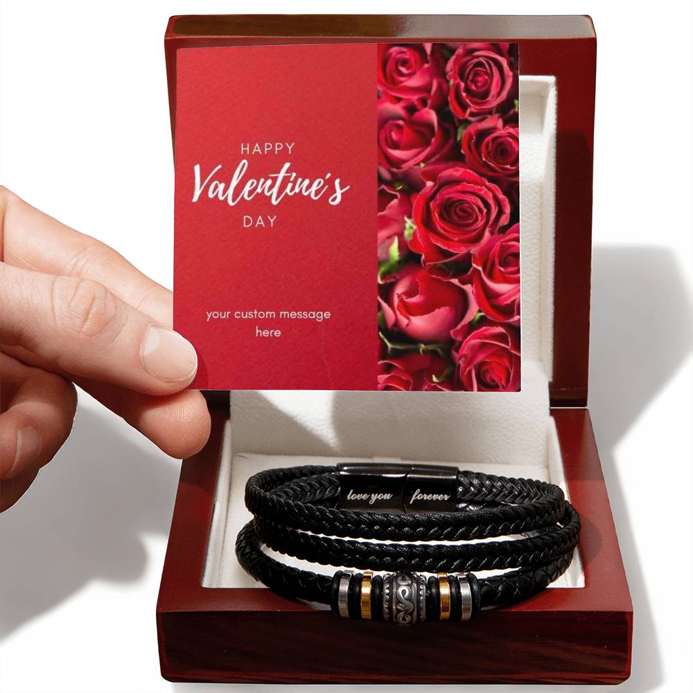 Happy Valentine's Day Love You Men's Forever Bracelet