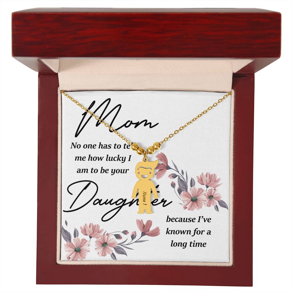 Engraved Kids Charm Necklace: A Personalized Tribute to Motherhood - Character Kids Charm Necklace for Mom