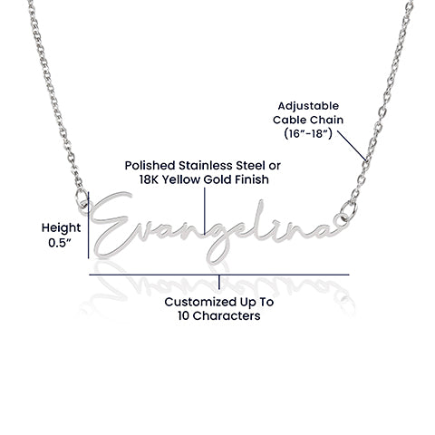 Military Daughter Signature Style Name Necklace - Personalize It Toledo