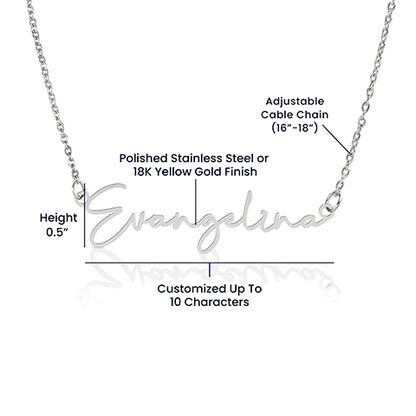 Bonus Daughter Signature Style Name Necklace - Step Daughter Signature Name Necklace - Personalize It Toledo